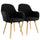 Elama  2 Piece Fabric Tufted Chair in Black with Wooden Legs
