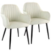 Elama  2 Piece Fabric Accent Chair in Beige with Black Metal Legs