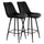 Elama  2 Piece Diamond Stitched Faux Leather Bar Chair in Black with Metal Legs