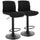 Elama  2 Piece Adjustable Fabric Bar Stool in Charcoal with Black Base
