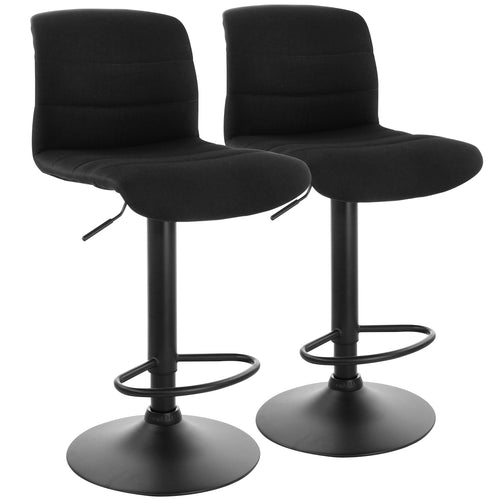 Elama  2 Piece Adjustable Fabric Bar Stool in Charcoal with Black Base