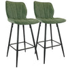 Elama  2 Piece Faux Leather Bar Chair in Green with Metal Legs