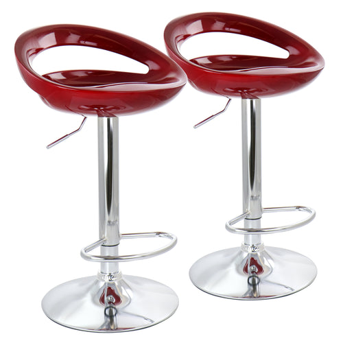 Elama  2 Piece Retro Adjustable Bar Stool in Cherry with Chrome Base