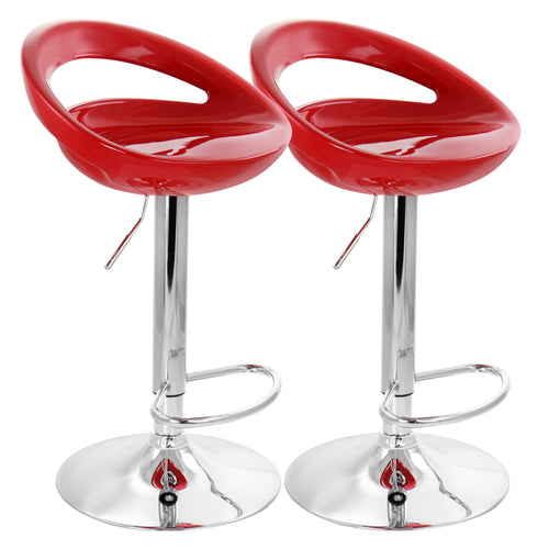 Elama  2 Piece Retro Adjustable Bar Stool in Red with Chrome Base