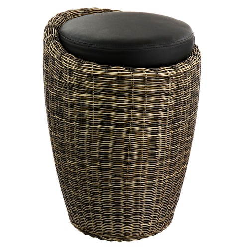 Elama  1 Piece Wicker Outdoor Ottoman Chair in Brown and Black