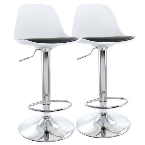 Elama  2 Piece Adjustable Bar Stool in Black and White with Chrome Base