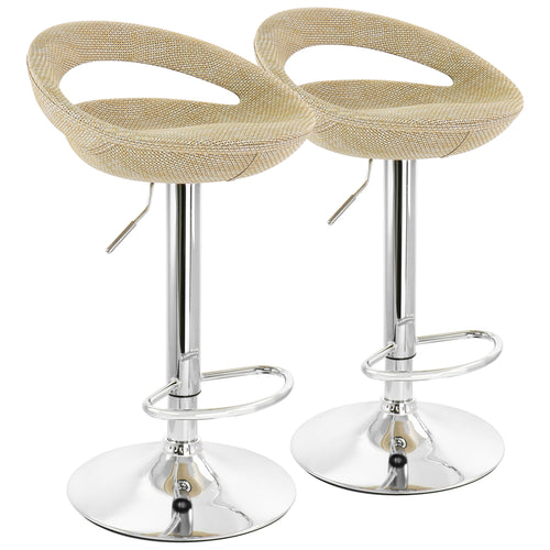 Elama  2 Piece Adjustable Rattan Barstool in Tan with Chrome Base