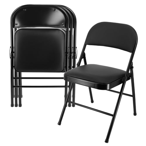 Elama  4 Piece Metal Folding Chair with Padded Seats in Black