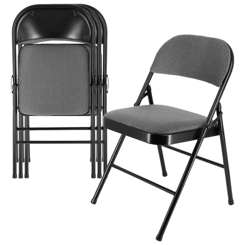 Elama  4 Piece Metal Folding Chair with Padded Seats in Gray
