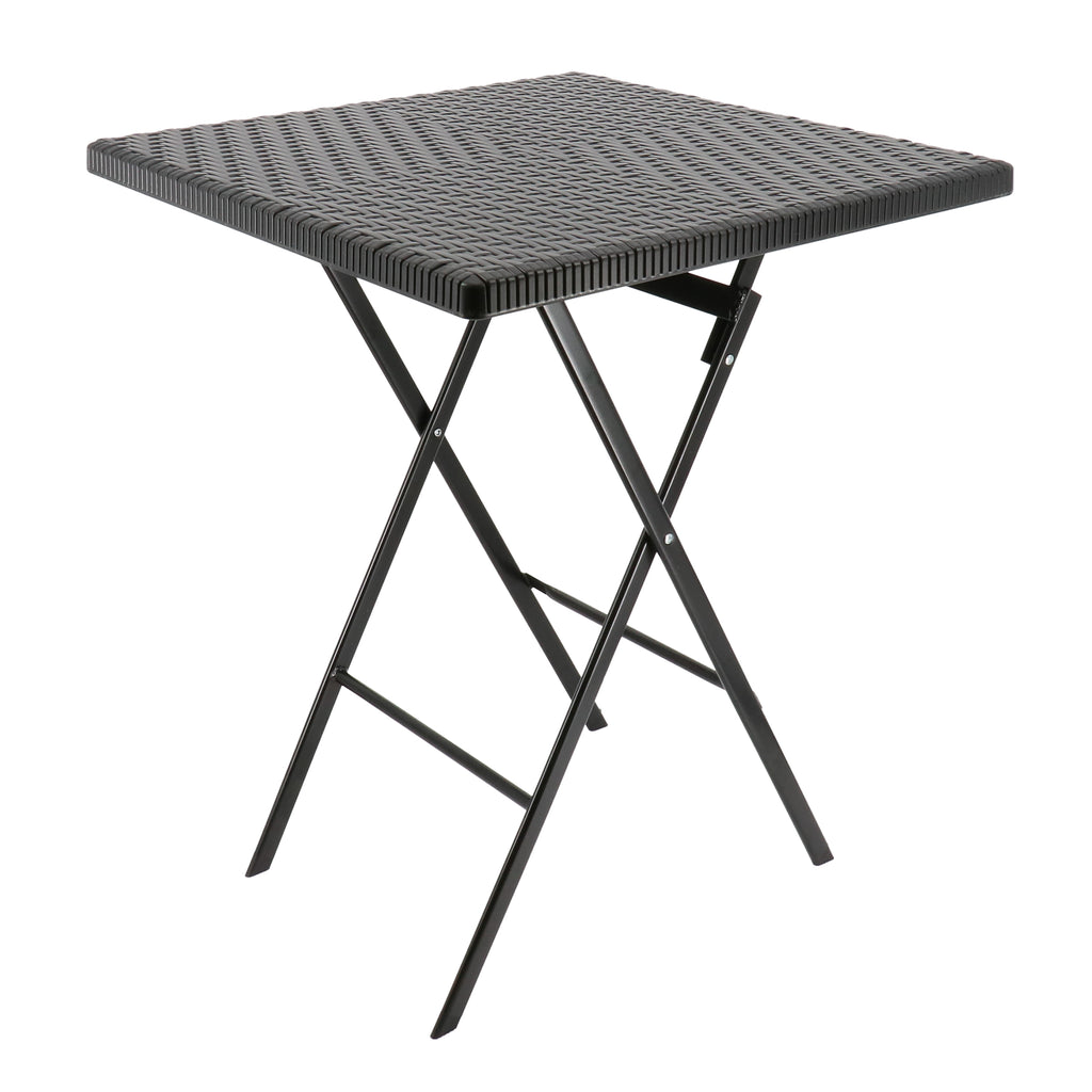 Elama  Plastic Rattan Folding Square Table in Black