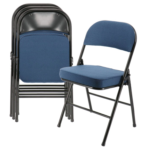 Elama  4 Piece Metal Folding Chair with 2.2 Inch Padded Seats in Dark Blue