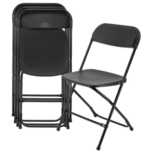 Elama  4 Piece Plastic Folding Chair in Black