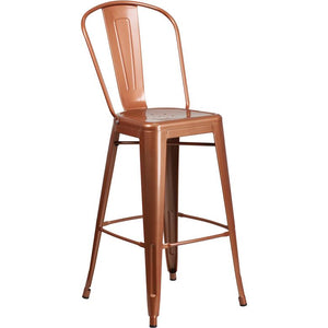 Commercial Grade 30'' High Copper Metal Indoor-Outdoor Barstool with Back - Flash Furniture