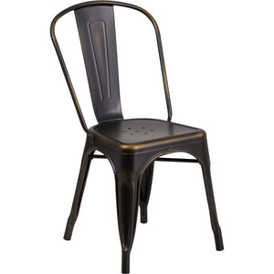 Commercial Grade Distressed Copper Metal Indoor-Outdoor Stackable Chair - Flash Furniture
