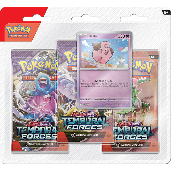 Pokemon TCG - Scarlet & Violet Temporal Forces- 3-Booster Blister - Cleffa/Cyclizar Random Pack