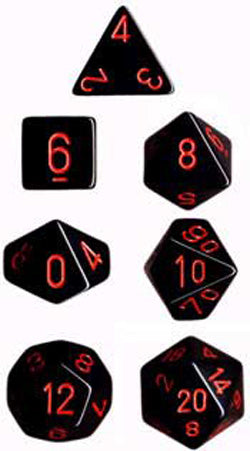 Chessex Mfg Co Llc -  7Ct Opaque Poly Black/Red Dice Set
