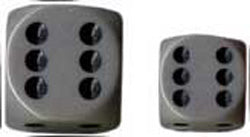 Chessex Mfg Co Llc -  D6 -- 12Mm Opaque Dice - Grey/Black - 36Ct