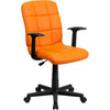 Mid-Back Orange Quilted Vinyl Swivel Task Office Chair with Arms - Flash Furniture