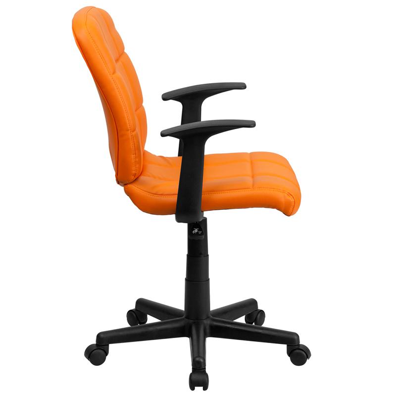 Mid-Back Orange Quilted Vinyl Swivel Task Office Chair with Arms - Flash Furniture