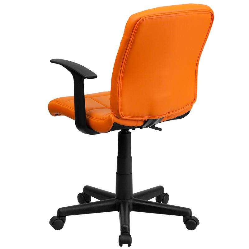 Mid-Back Orange Quilted Vinyl Swivel Task Office Chair with Arms - Flash Furniture