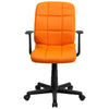 Mid-Back Orange Quilted Vinyl Swivel Task Office Chair with Arms - Flash Furniture