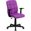 Mid-Back Purple Quilted Vinyl Swivel Task Office Chair with Arms - Flash Furniture