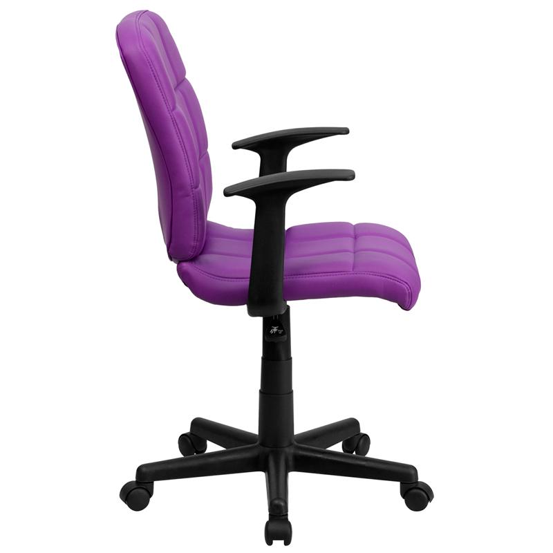 Mid-Back Purple Quilted Vinyl Swivel Task Office Chair with Arms - Flash Furniture