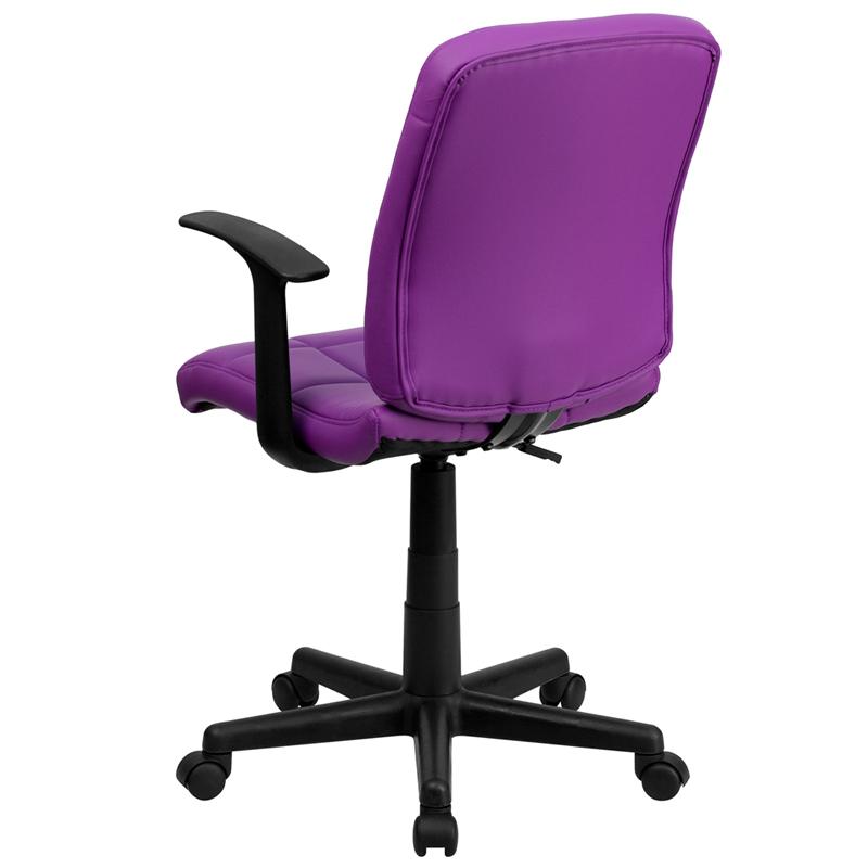 Mid-Back Purple Quilted Vinyl Swivel Task Office Chair with Arms - Flash Furniture