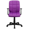 Mid-Back Purple Quilted Vinyl Swivel Task Office Chair with Arms - Flash Furniture