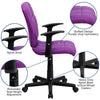 Mid-Back Purple Quilted Vinyl Swivel Task Office Chair with Arms - Flash Furniture