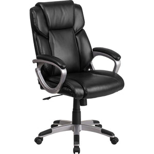 Mid-Back Black LeatherSoft Executive Swivel Office Chair with Padded Arms - Flash Furniture