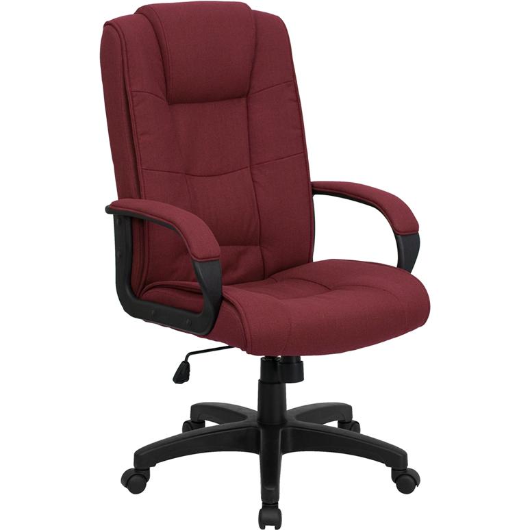 High Back Burgundy Fabric Executive Swivel Office Chair with Arms - Flash Furniture