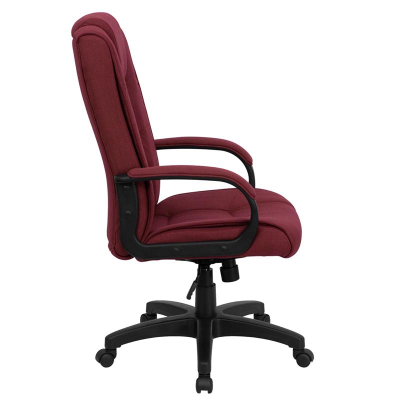 High Back Burgundy Fabric Executive Swivel Office Chair with Arms - Flash Furniture
