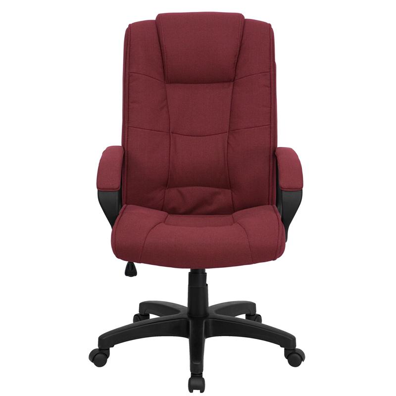 High Back Burgundy Fabric Executive Swivel Office Chair with Arms - Flash Furniture