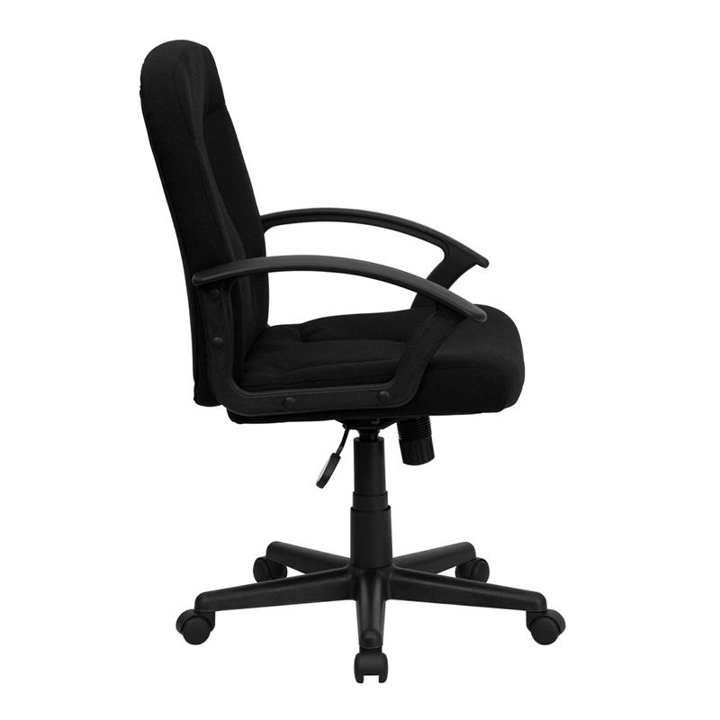 Mid-Back Black Fabric Executive Swivel Office Chair with Nylon Arms - Flash Furniture