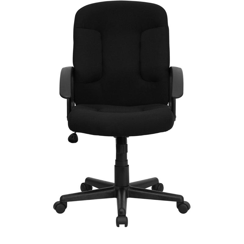 Mid-Back Black Fabric Executive Swivel Office Chair with Nylon Arms - Flash Furniture