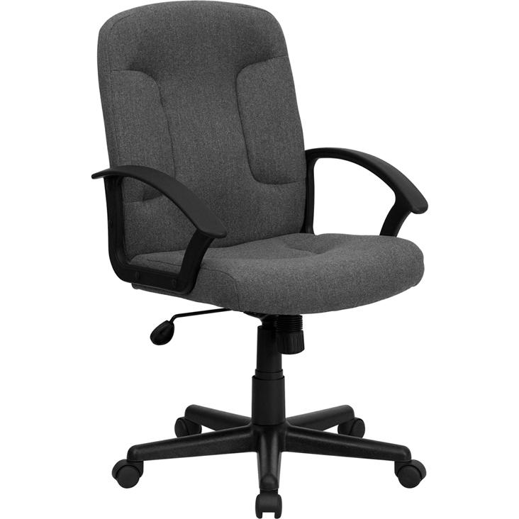 Mid-Back Gray Fabric Executive Swivel Office Chair with Nylon Arms - Flash Furniture