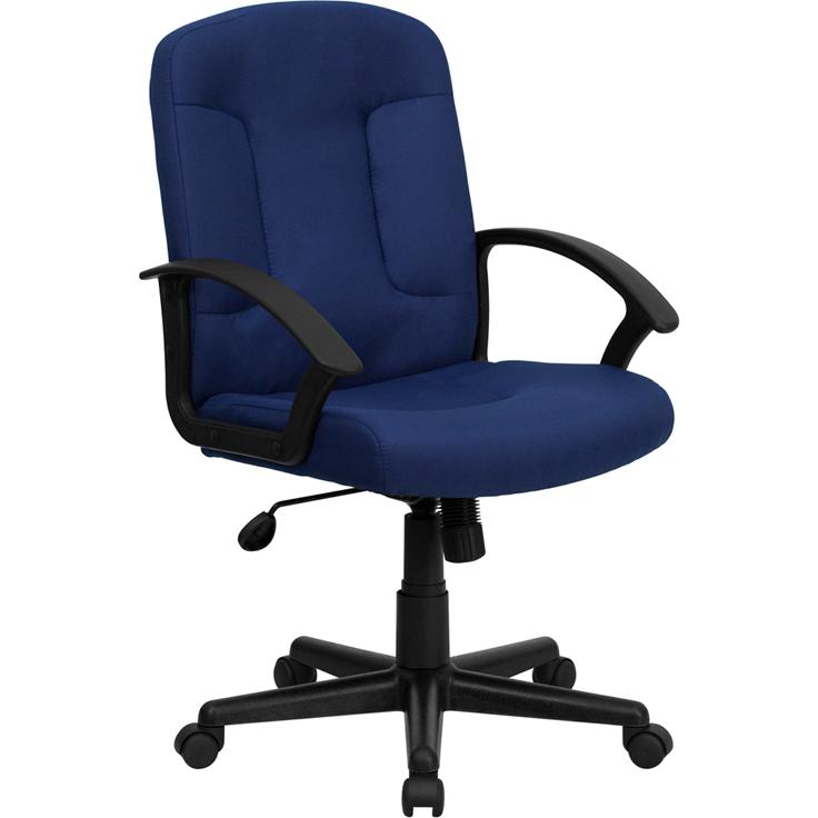 Mid-Back Navy Fabric Executive Swivel Office Chair with Nylon Arms - Flash Furniture