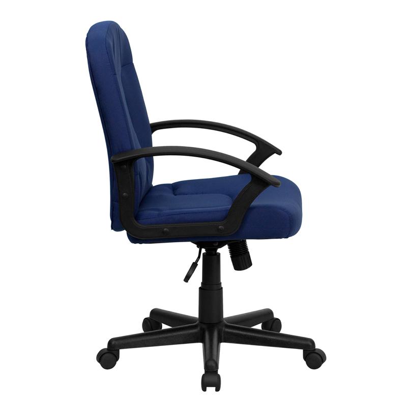 Mid-Back Navy Fabric Executive Swivel Office Chair with Nylon Arms - Flash Furniture