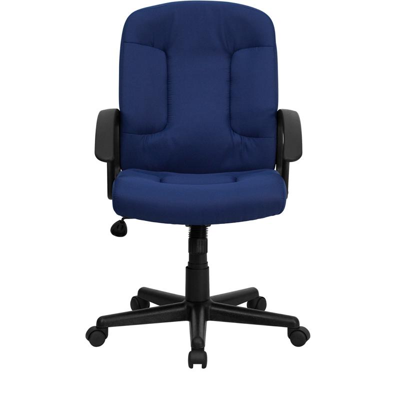 Mid-Back Navy Fabric Executive Swivel Office Chair with Nylon Arms - Flash Furniture