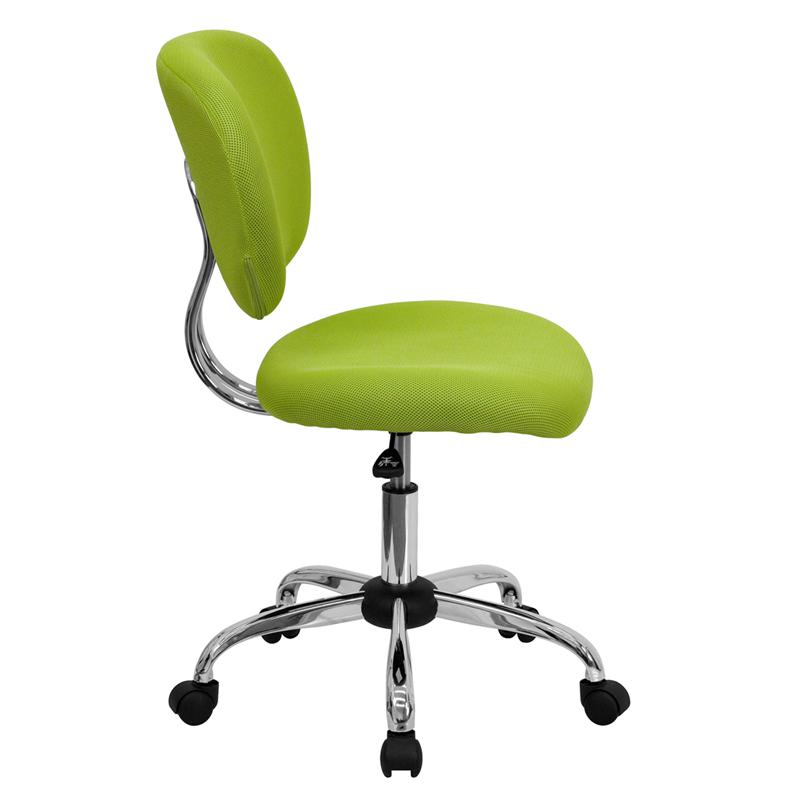 Mid-Back Apple Green Mesh Padded Swivel Task Office Chair with Chrome Base - Flash Furniture