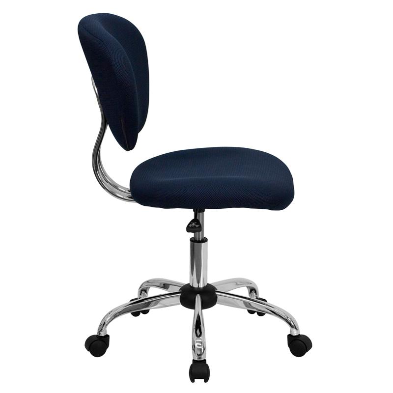 Mid-Back Navy Mesh Padded Swivel Task Office Chair with Chrome Base - Flash Furniture