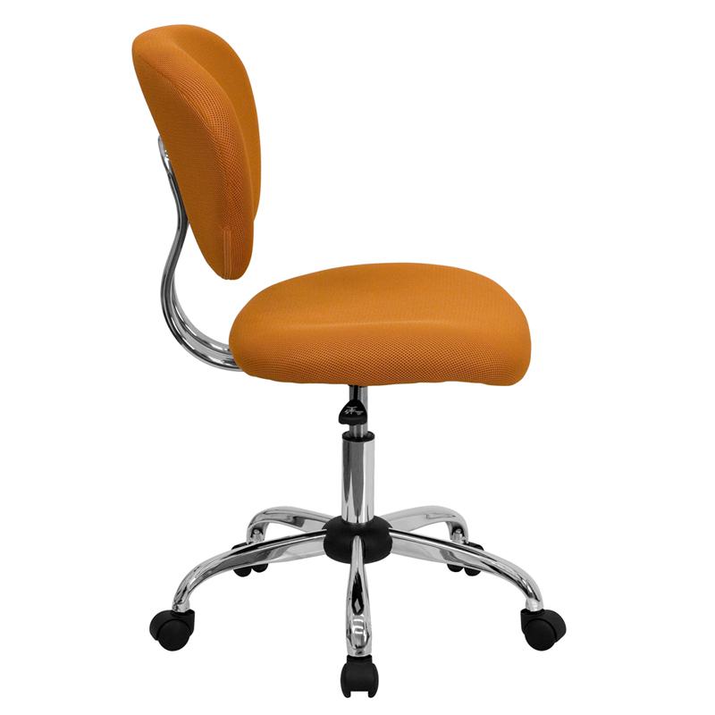 Mid-Back Orange Mesh Padded Swivel Task Office Chair with Chrome Base - Flash Furniture