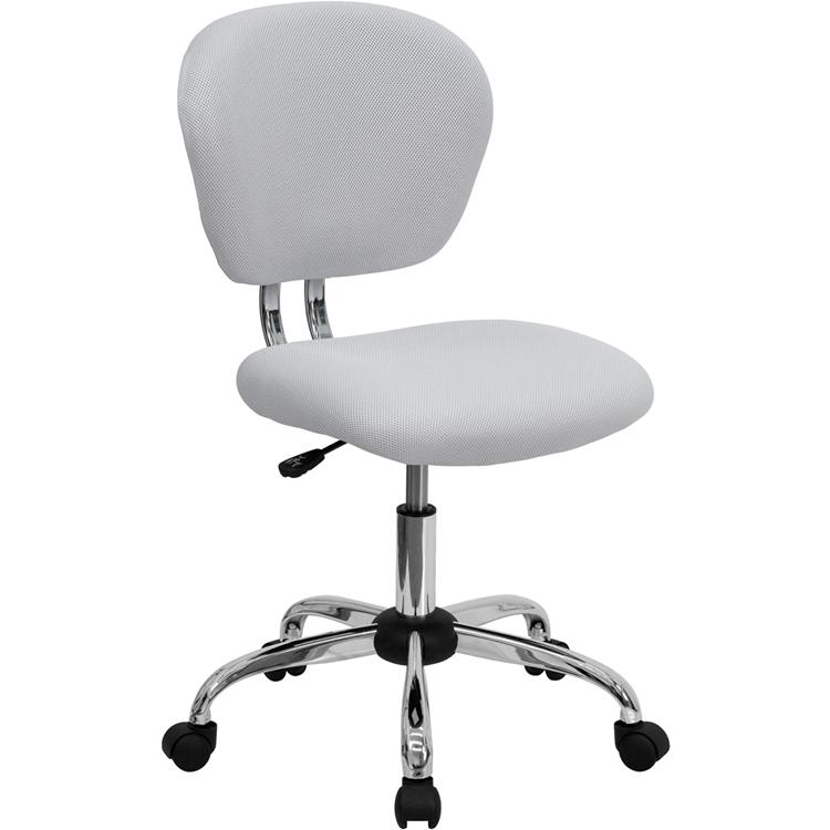 Mid-Back White Mesh Padded Swivel Task Office Chair with Chrome Base - Flash Furniture