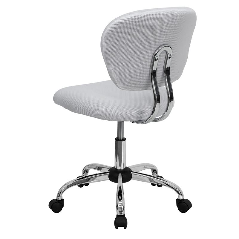 Mid-Back White Mesh Padded Swivel Task Office Chair with Chrome Base - Flash Furniture