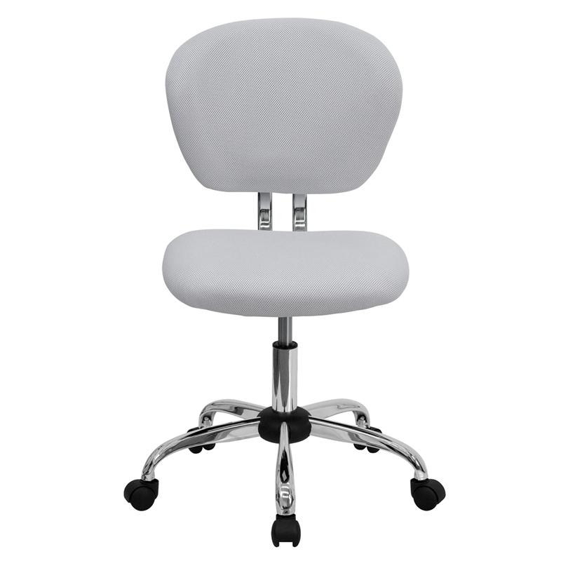 Mid-Back White Mesh Padded Swivel Task Office Chair with Chrome Base - Flash Furniture