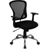 Mid-Back Black Mesh Swivel Task Office Chair with Chrome Base and Arms - Flash Furniture