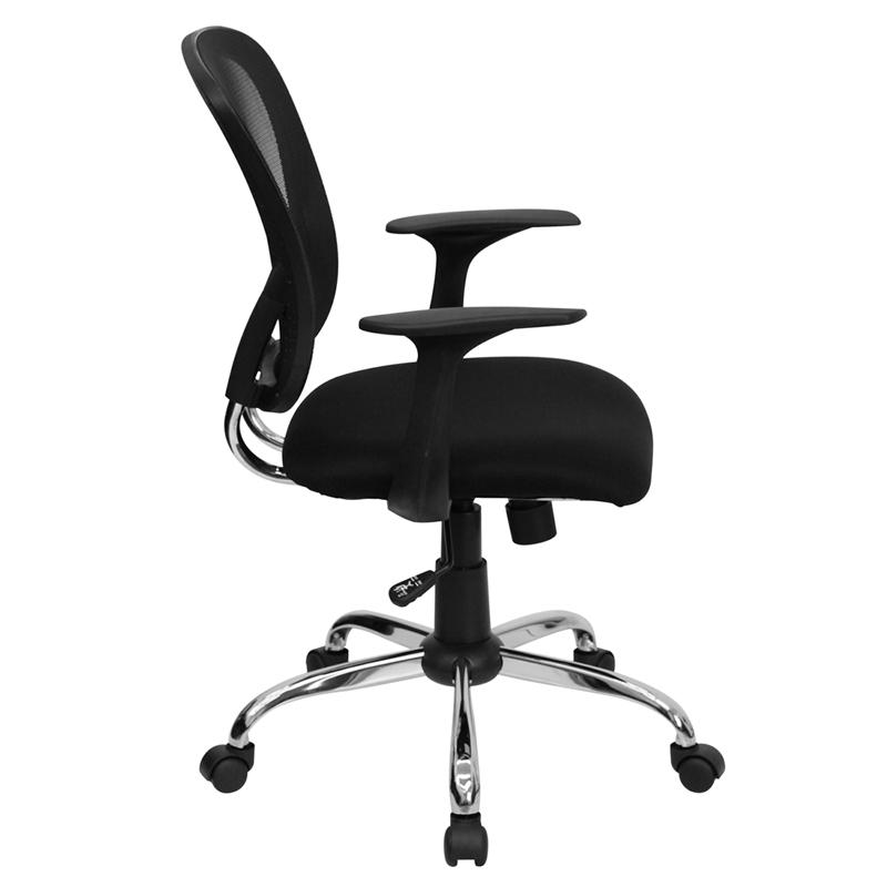 Mid-Back Black Mesh Swivel Task Office Chair with Chrome Base and Arms - Flash Furniture