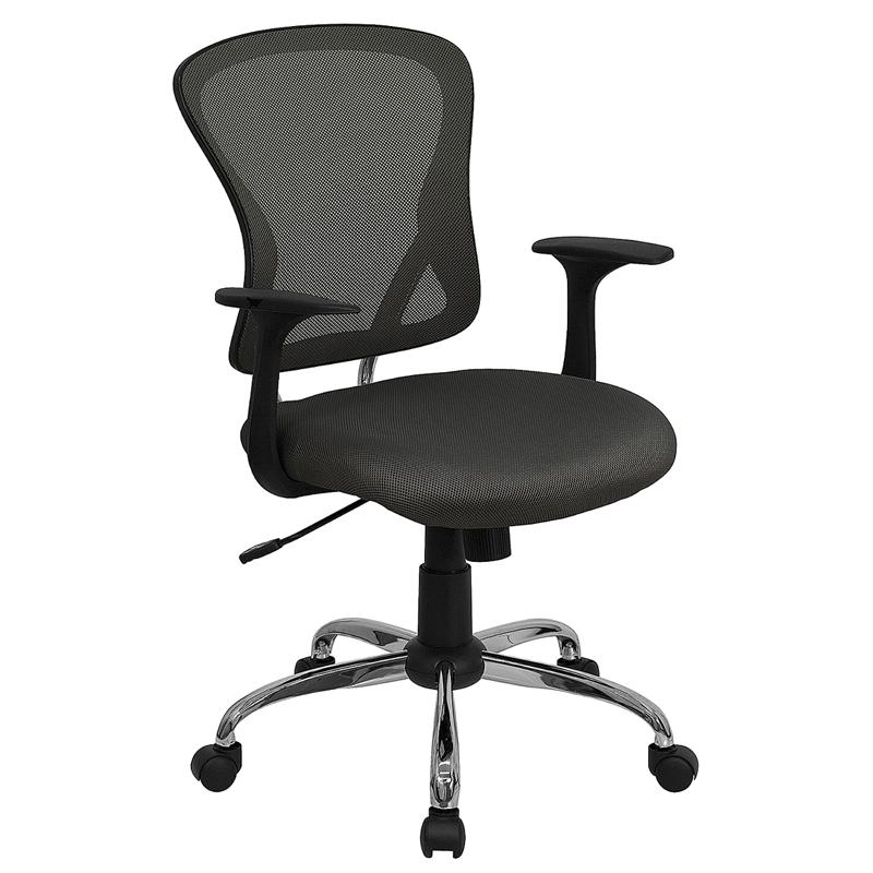 Mid-Back Dark Gray Mesh Swivel Task Office Chair with Chrome Base and Arms - Flash Furniture