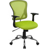 Mid-Back Green Mesh Swivel Task Office Chair with Chrome Base and Arms - Flash Furniture